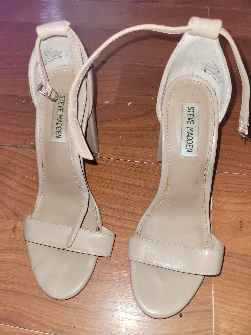Steve Madden Blush Nude Ankle-Strap Block Heel Sandals